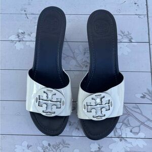 Tory Burch Women's Black and White Slide sandals